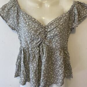 Y2K Japna Cropped TankTop S Coquette Ruffle Sleeves Romantic Sexy Feminine Beach